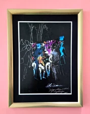 LeRoy Neiman PARIS LONGCHAMP Signed Pop Art Mounted and Framed in New 16X12in.