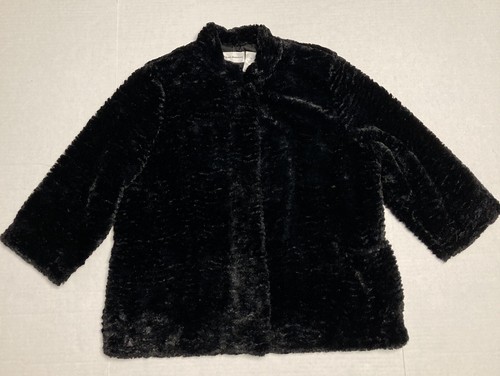 Womens Alfred Dunner Faux Fur Fully Lined Short Jacket 3/4 Sleeves Black Size 18 - Picture 2 of 14