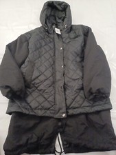 I Saw It First Ladies Coat. Black. Quilted. Long Underlayer. Size 14