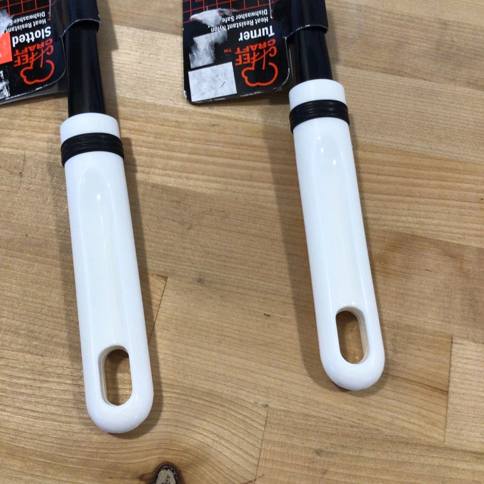 Chef Craft Black White Nylon Spatula Turner & Slotted Spoon NEW - Image 2 of 4