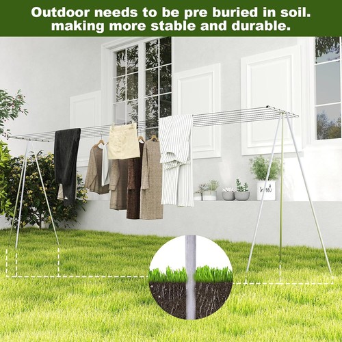 Outdoor Clothes Drying Rack Large Drying Rack Clothing w/ Clothesline Galvanized - Picture 4 of 7