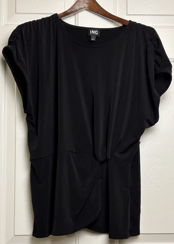 NWT I.N.C. International Concepts Women's L Black Sleeveless CrewNeck Blouse