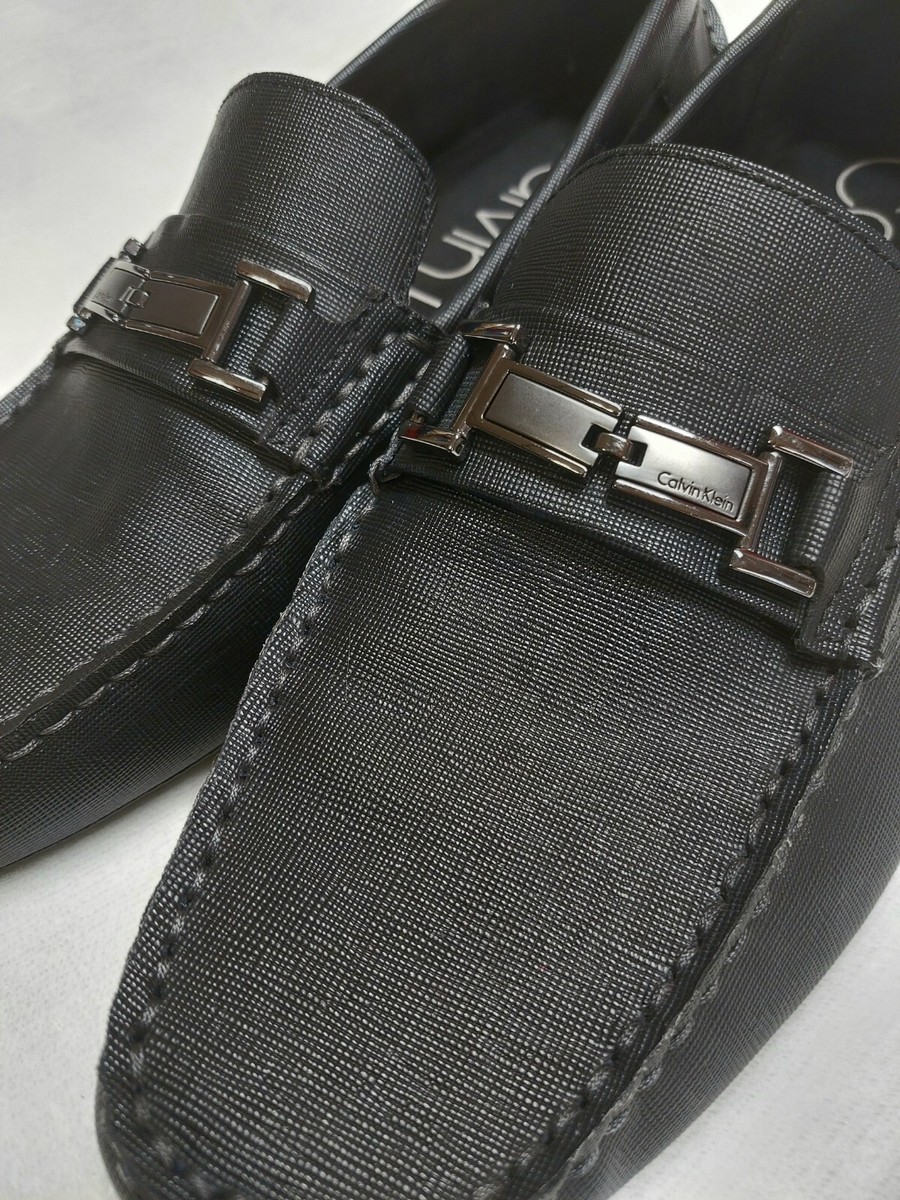Calvin Klein Men\'s Black Leather Loafers Embossed Office Wear Size 11.5 Amazon.com | Calvin Klein Men main image 4
