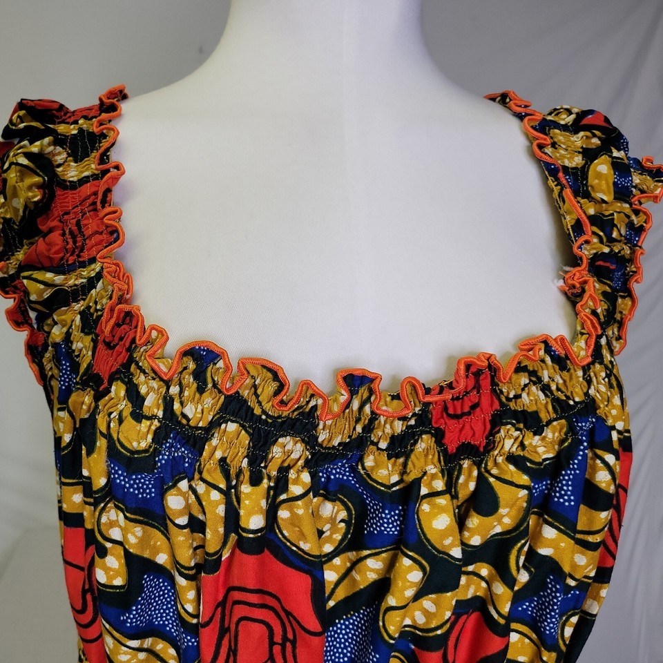African Traditional Kente Women's  Dress Clothing 48" Multi Color  - Image 2 of 4