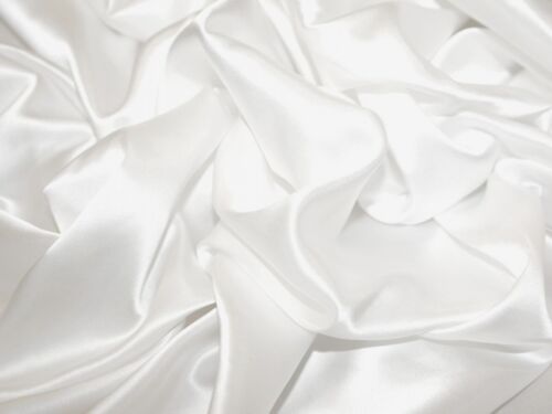 Minerva Sirene Silk Satin Fabric White - per metre - Picture 1 of 6