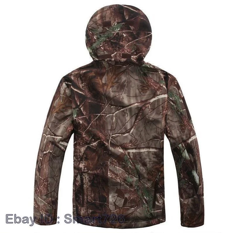 Men Hunting Camouflage Clothing Waterproof Windproof Hooded Jacket & Pants R145 - Image 2 of 4