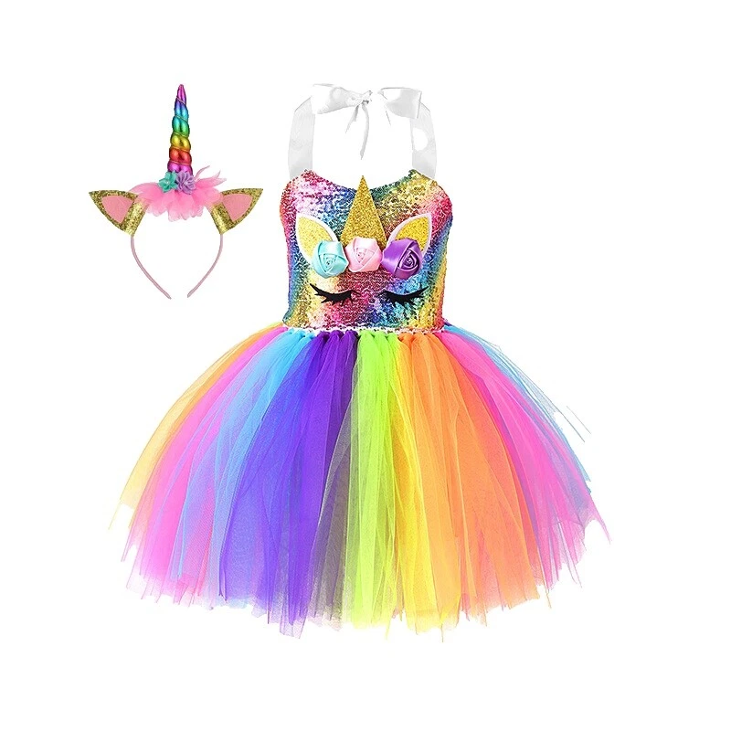 Vestido tutú arco iris para niñas