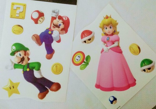 Super Mario Wall Stickers*Set of 13 Vinyl Decals*Clear Background*Kids Room - Afbeelding 1 van 4