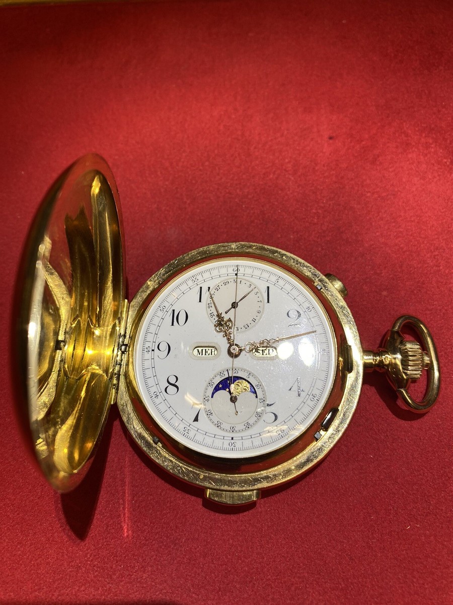 antico orologio da tasca VOLTA in oro 18kt con fasi lunari e