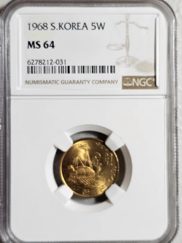 South Korea 5 Won 1968 NGC MS 64