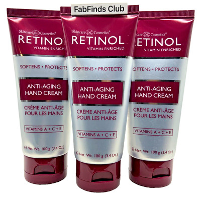 3x Retinol Hand Cream ORIGINAL Sealed Hands,Nails,Cuticles 10.2oz (3 x 3.4oz)