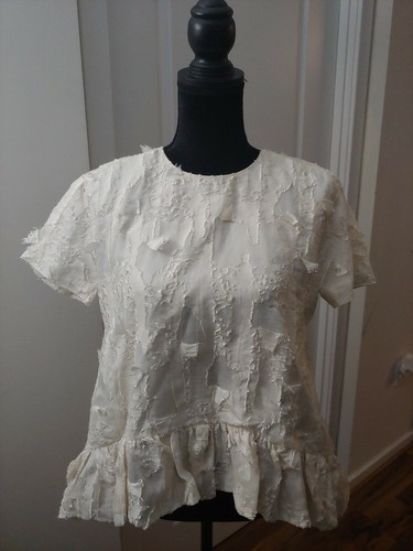 Balenciaga Paris Cream Brocade overlay Silk blouse