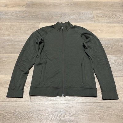 Lululemon Engineered Warmth Jacket Men Large Green Merino Wool Blend Zip LM3BPUS