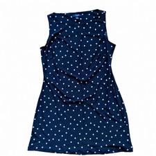 Chaps Womens Navy Blue White Polka Dot Sleeveless Draped Sheath Dress Size M