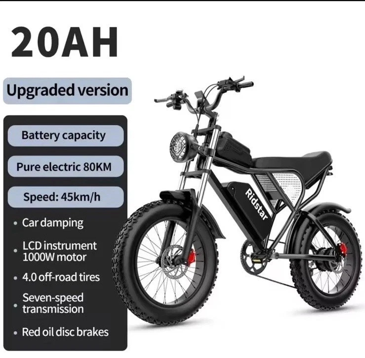 Bicicleta de montaña eléctrica Ridstar Q20 bicicleta eléctrica 20"" neumático grueso bicicleta eléctrica 15Ah/20Ah/40Ah Foto 2 de 2