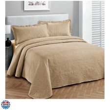 Fancy Collection Luxury Bedspread Coverlet Embossed Bed Cover Solid Taupe New...