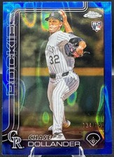 Chase Dollander 2025 Topps Chrome Update ROOKIE Blue RayWave /150 Rockies #USC18