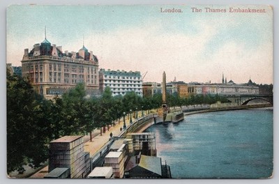 Postcard London England Thames Embankment Bridge 1910s DB View