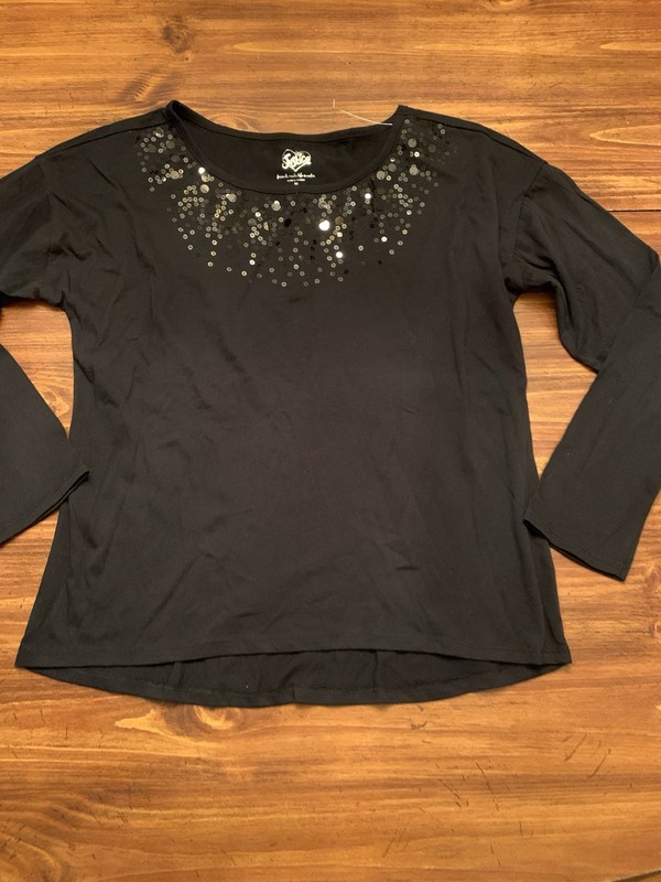 GIRL’S JUSTICE BLACK LONG SLEEVED TOP WITH SEQUINS SIZE 20 NEW WITHOUT TAGS NWOT