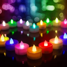 Color Changing LED Tea Lights Bulk, 24 Pcs Flameless Tealight Candles with Color