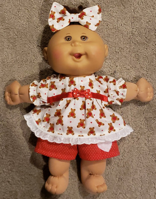 11'' Girl Cabbage Patch Doll Outfit Dress Panties / Bloomers Bears and Hearts