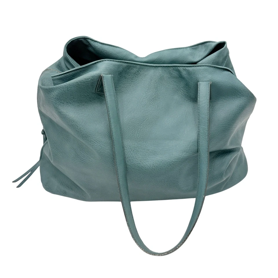 Bolso de Mano Free People Grande Cuero Vegano Slouchy Azul Teal Foto 2 de 4
