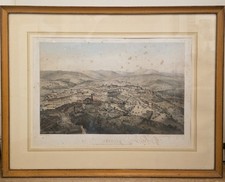 Litografia Raffigurante Città Di Perugia A Volo Di Uccello 1844 Alfred Guesdon 