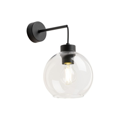 Lampada Da Parete Sfera In Vetro E27 H: 28 Cm B: 18 Cm Nera Moderna - Foto 2 di 7