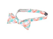 Beaux Tied 100 Silk Bow Tie Geometric Orange Aqua White Gray Pattern
