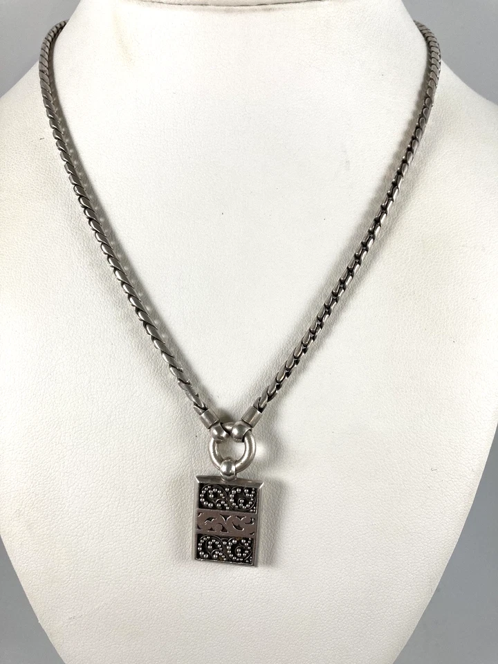 LOIS HILL STERLING SILVER SCROLLED PENDANT CHAIN TOGGLE NECKLACE 18in - Image 2 of 4