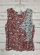 CAbi Women's M Medium White Floral Sleeveless Seraphina Style 5730 Top 92