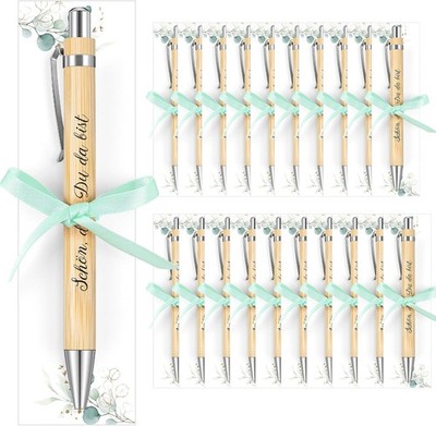 20 Set Schön Das du da Bist Gastgeschenk Hochzeit Holz Kugelschreiber 