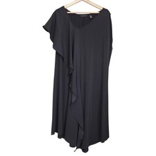 H by Halston XL Regular Jet Set Jersey Knit Asymmetrical Flounce Dress Cocktail