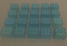 Lego Duplo - Lot Of (20) Translucent Blue 2x2 Stud Brick Water Ice Pieces