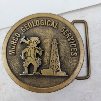 MORCO Geological Services Dress Brass Belt Buckle Gas Oilfield Vintage 