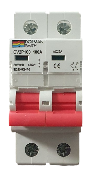 Dorman Smith 100A Main Switch CV2P100 2  Double Pole  Isolator Disconnector