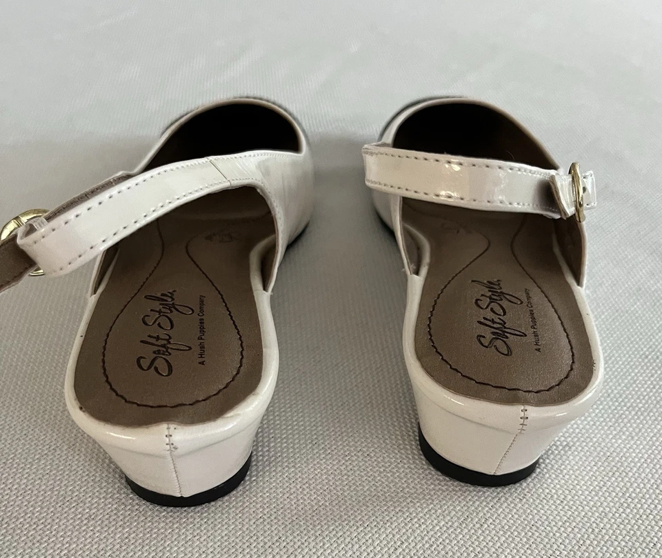 Мягкий стиль кремовый и черный слинга назад насосы размер 8 - Изображение 3 из 4