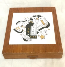 VTG Japan Wood & Tile Cheese Board Set -4 Piece Serving Set Stainless Japan