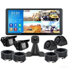10.36" IPS Quad Monitor DVR 4 Backup Camera Multi Media For Truck Trailer RV Bus