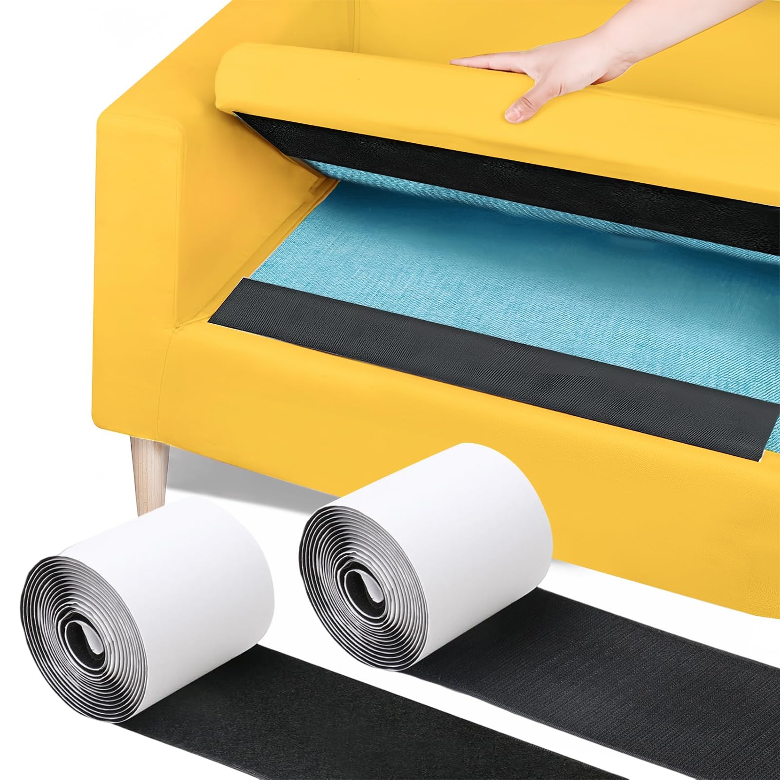 4.3x16.4ft Heavy Duty Black Hook & Loop Nylon Tape with Adhesive