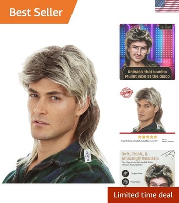 Authentic Blonde Mullet Wig for Men - Perfect for 80s Costume Parties