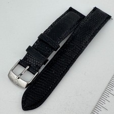 Original Michele Genuine Leather Watch Band Strap Black 18mm Silver Clasp