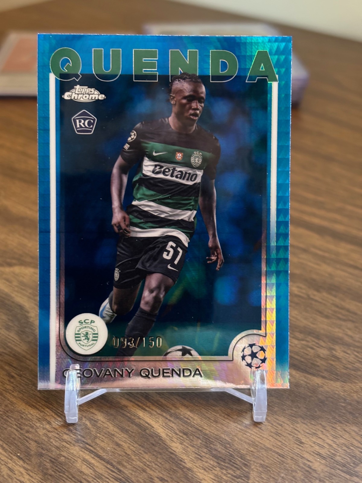 Geovany Quenda 2024-25 Topps Chrome UCC #108 Blue Prism Refractor /150 Rookie RC