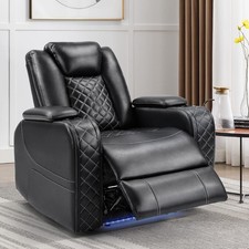 EBELLO Electric Power Recliner Chair Faux Leather Home Theater Seat w/ USB Ports