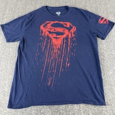 Superman Graphic T Shirt XL Navy Blue Dripping Logo DC Comics Mens