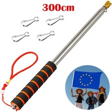 Flaggenmast Teleskopfahnenmast 300cm Edelstahl outdoor Reise Wandern mit 4 Clips