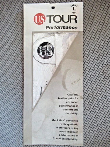 NEW Ladies "L" left US Tour Performance Leather Golf Glove Black & White