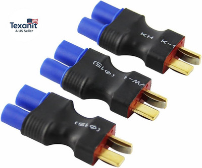 3Pcs Male T-Plug to Female EC3 Losi Connector Adapter for Brushless Lipo(Pack of