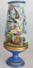Rare  Antique Old Paris Blue Celeste BirdsPorcelain Vase 14"