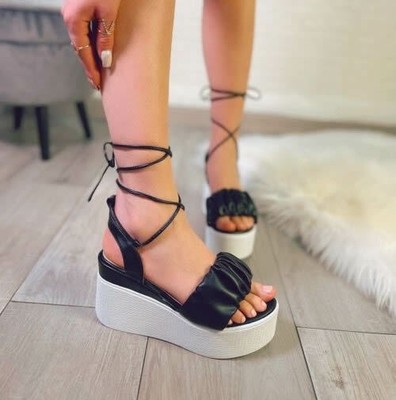Scarpe Donna Sandali zeppa Alla schiava tacco alto stivali estivi lacci  platform | eBay